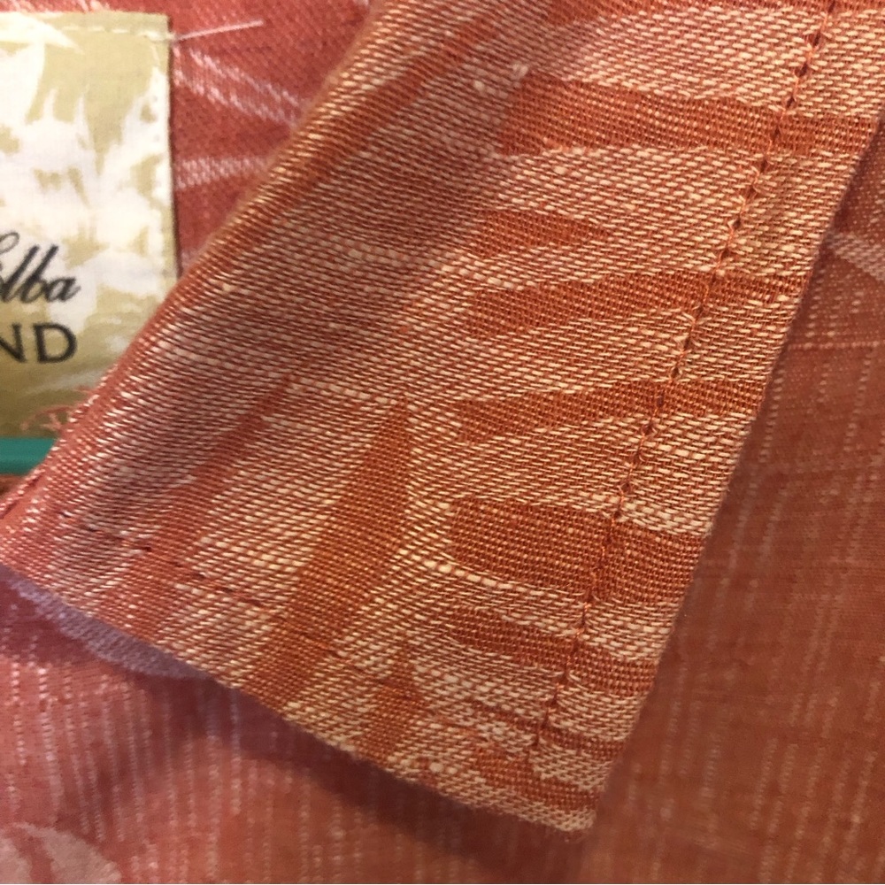 EUC Tasso Elba Island Tropical Palm Embossed Hawaiian Shirt Salmon Wood Button A - Picture 5 of 5